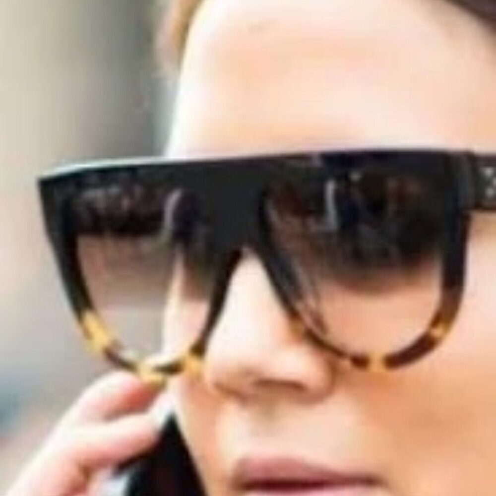 Celine Black and Tortoiseshell Shield Sunglasses